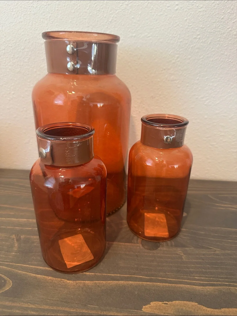 Amber Glass Decorative Jar Set - 3-Piece